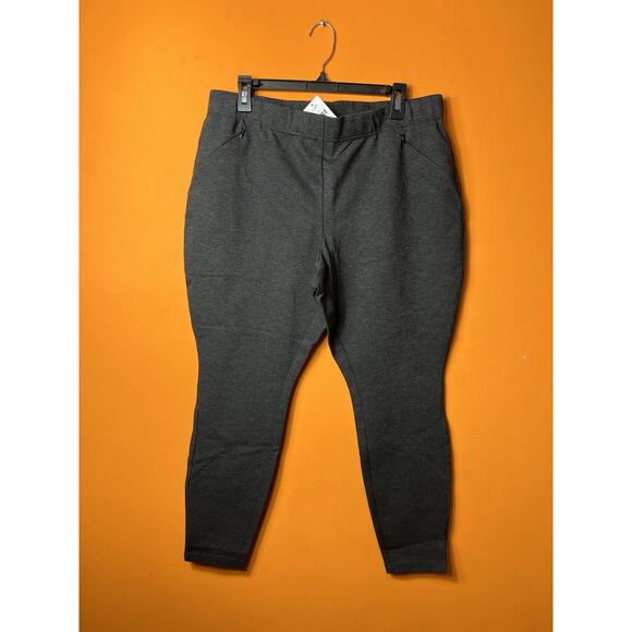 J Jill Womens Grey Elastic Waist Zip Pockets Ponto Leggings Stretch Petite Fit L - Picture 1 of 12